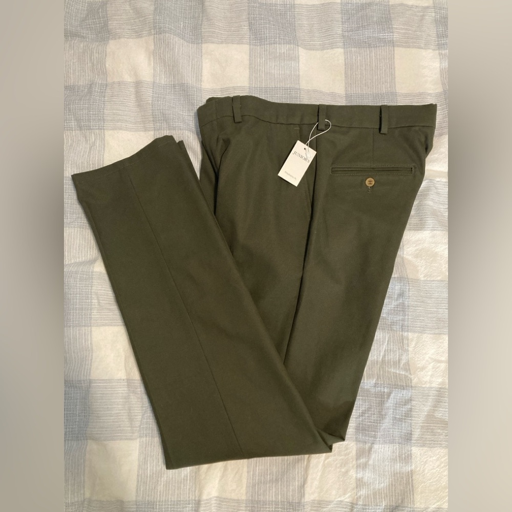 Junior’s Fatigue Cotton Canvas Chinos Olive Green Size 33x35